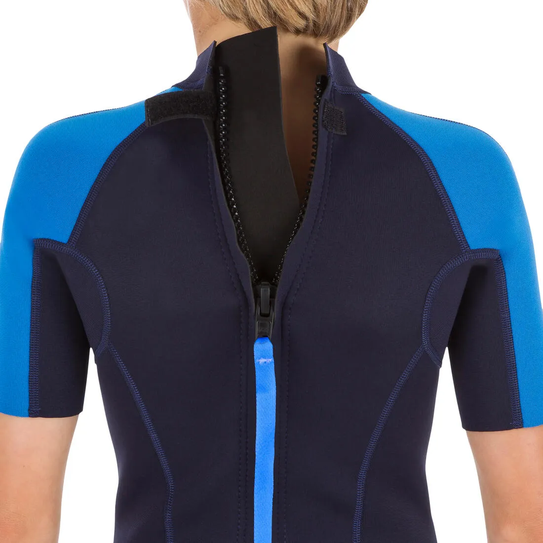 100 kid’s 1.5 mm neoprene blue Shorty Surfing wetsuit