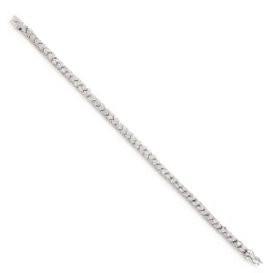 18K White Gold Pave Diamond Tennis Design Fixed & Flexible Bracelet