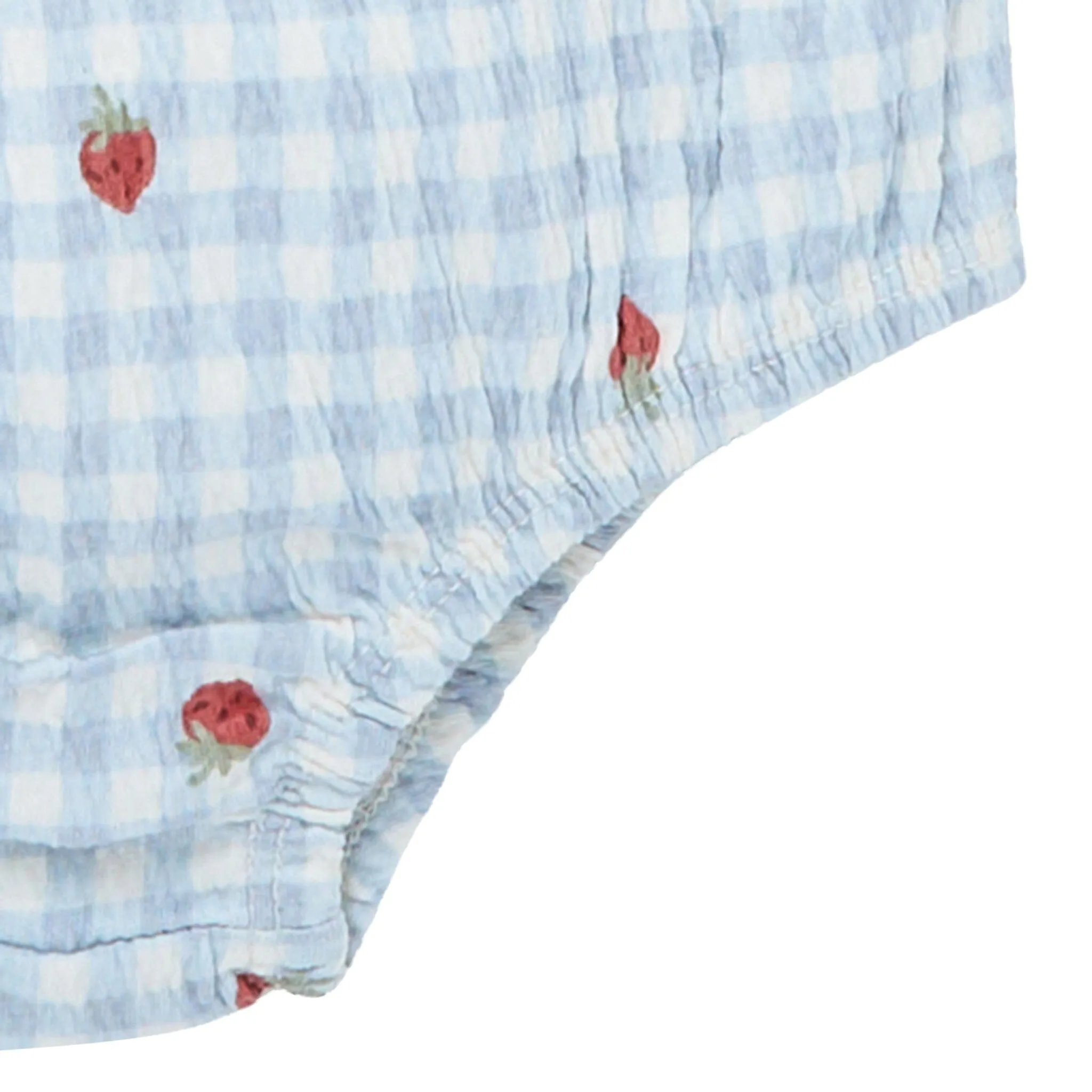 2-Piece Baby Girls Strawberry Gingham Ruffle Sleeve Dress and Diaper Cover Set