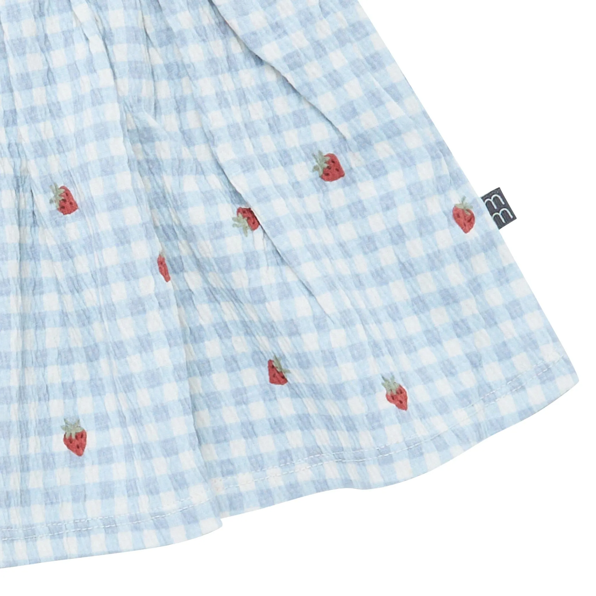2-Piece Baby Girls Strawberry Gingham Ruffle Sleeve Dress and Diaper Cover Set