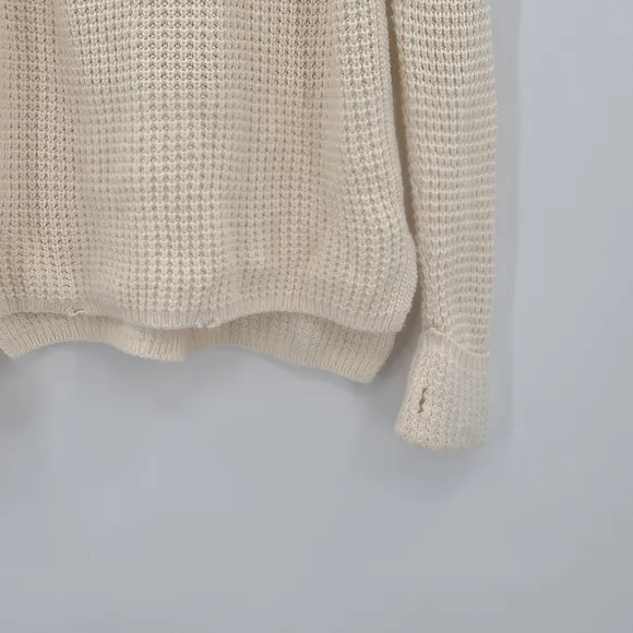 525 America Ivory Cream Shaker Sweater 50% Wool Cozy