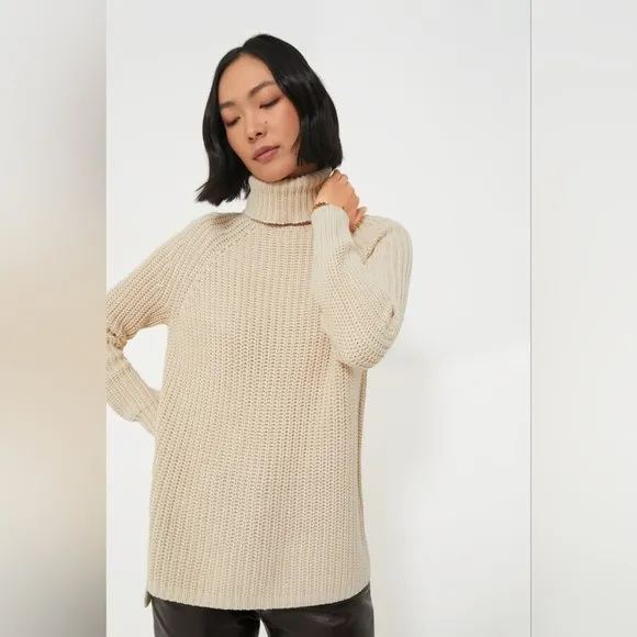 525 America Ivory Cream Shaker Sweater 50% Wool Cozy