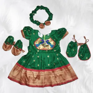 Adorable Baby Dress with Hairband Mittens and Booties