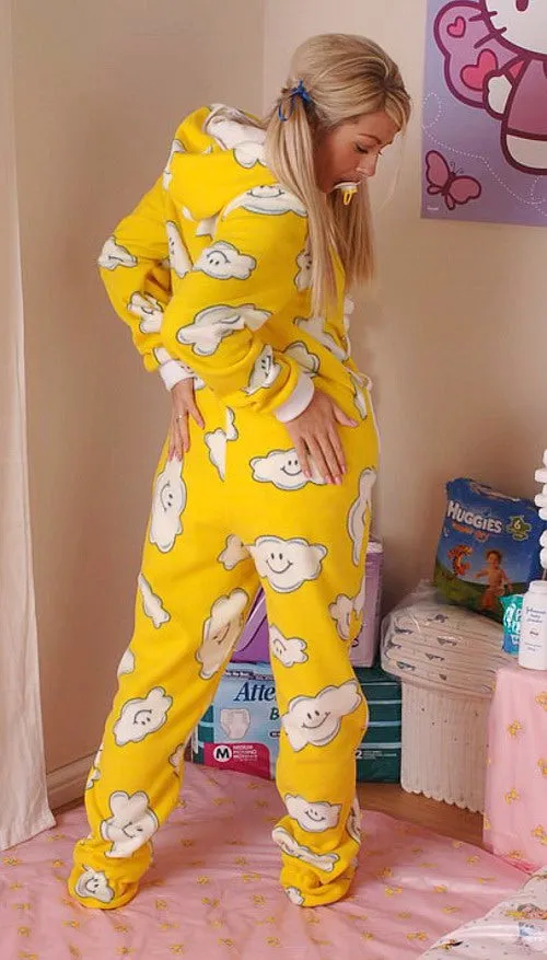 adult baby onesie jumpsuit happy clouds color