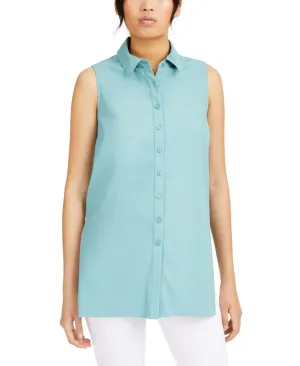 Alfani Women's Sleeveless Knit Button Front Tunic Blouse