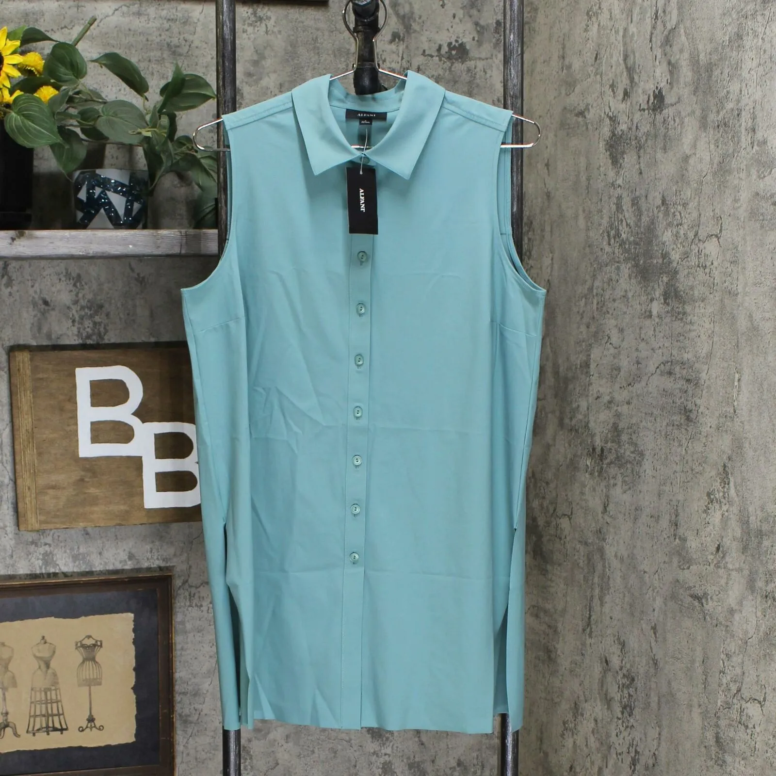 Alfani Women's Sleeveless Knit Button Front Tunic Blouse