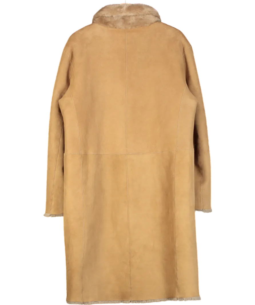 AllSaints Beige Serra 2-in-1 Reversible Shearling Coat In Taupe Brown UK L