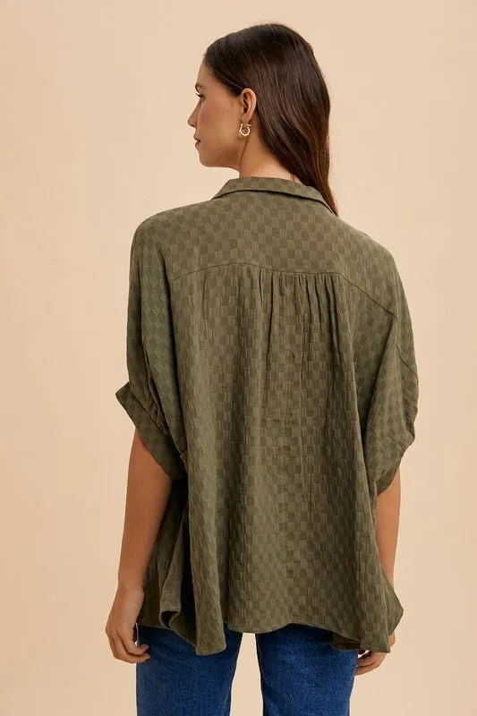 Annie Wear Checkered Button Up Half Sleeve Shirt