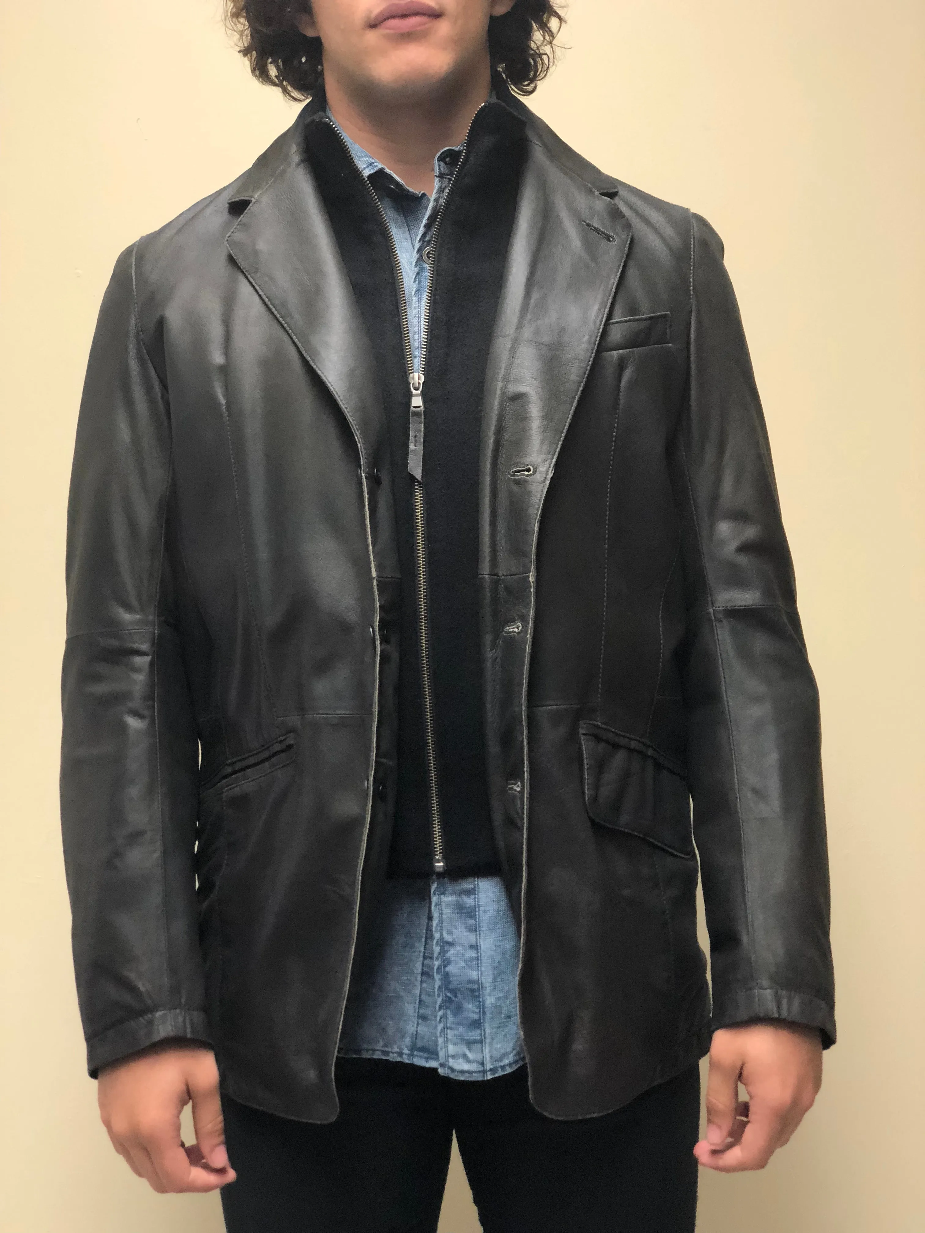 Antique Lamb Suede Blazer with Removable Dickey