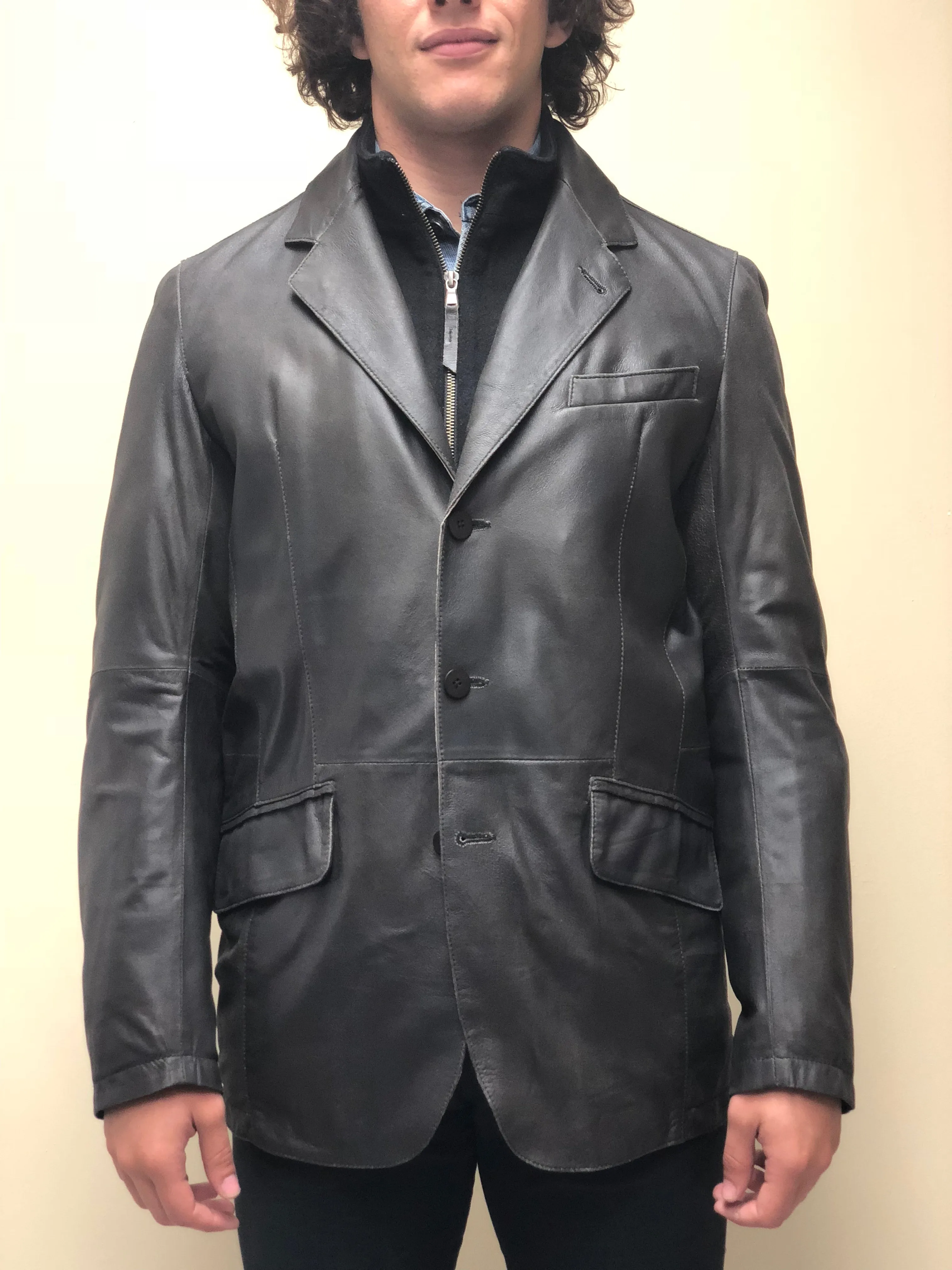 Antique Lamb Suede Blazer with Removable Dickey