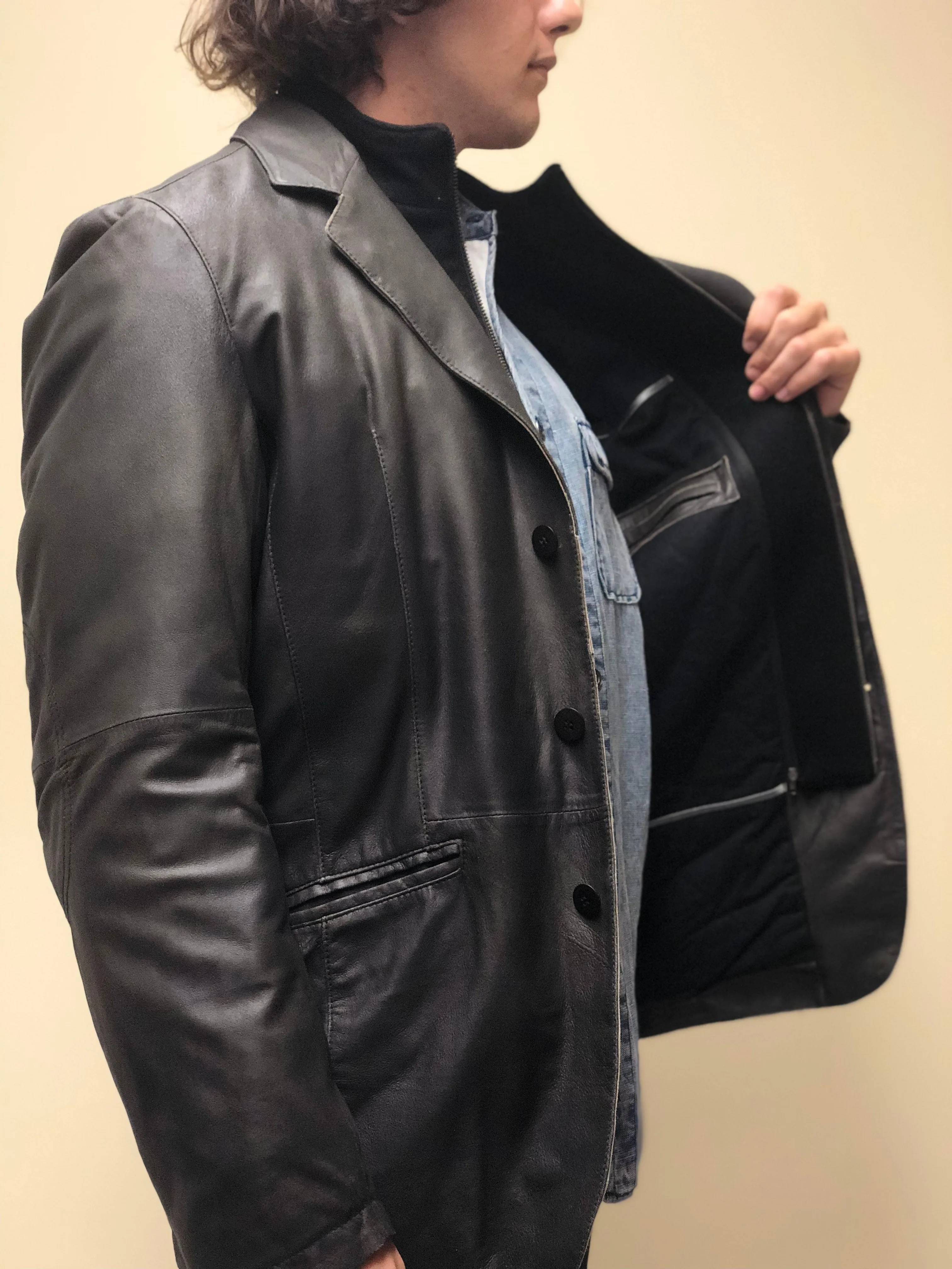 Antique Lamb Suede Blazer with Removable Dickey