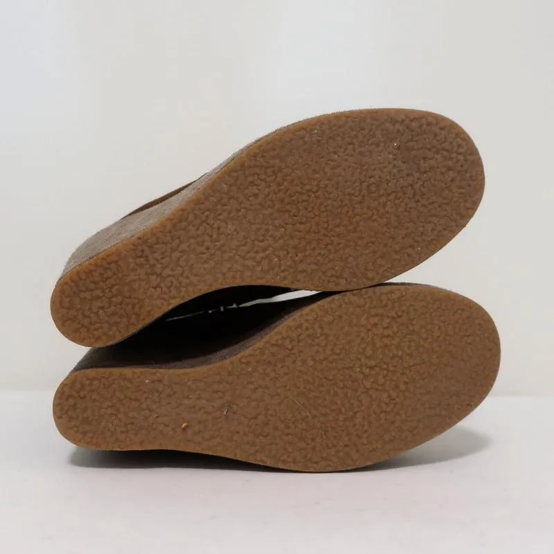 A.P.C. Shearling Wedge Booties Gaya Brown Suede Size 38 Platform Ankle Boots