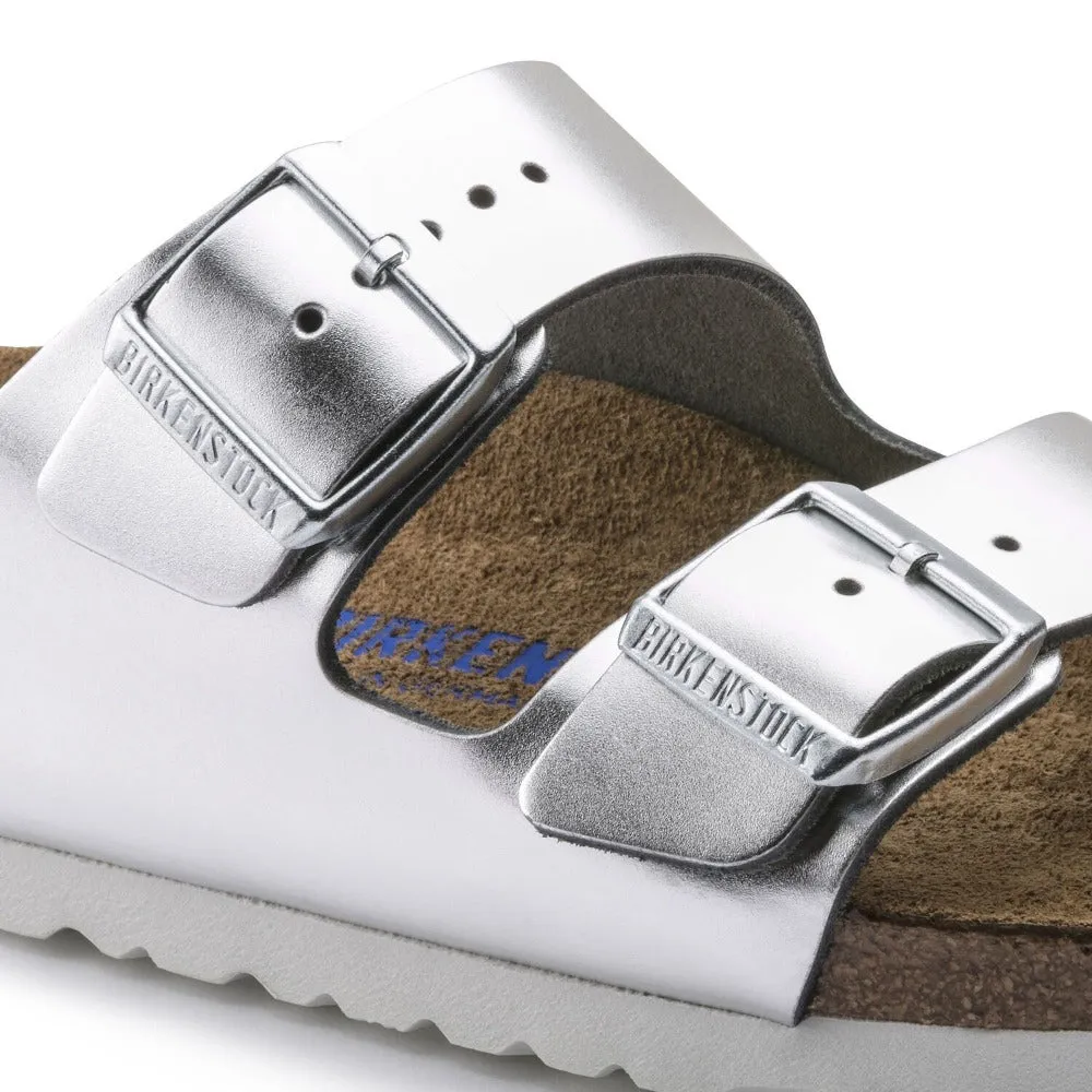 Arizona Soft - Metallic Silver Natural Leather||Arizona assise plantaire souple - Cuir Métallique argent