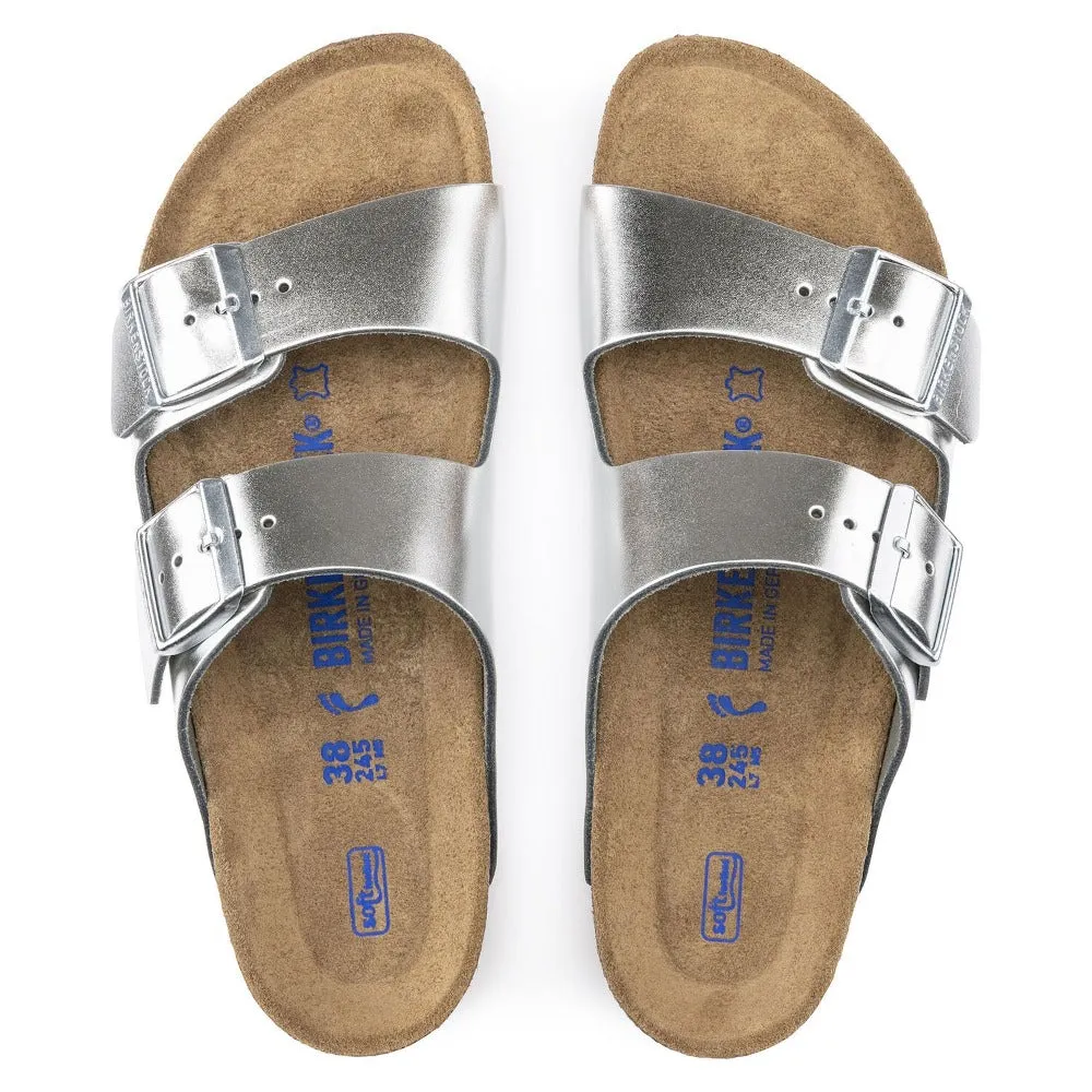 Arizona Soft - Metallic Silver Natural Leather||Arizona assise plantaire souple - Cuir Métallique argent