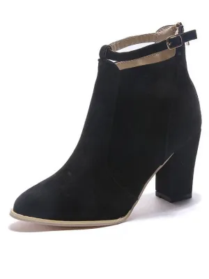 Autumn and Winter Booties Single Boots British Style Thick with High Heels Boots After Zipper Large Size Martin Boots