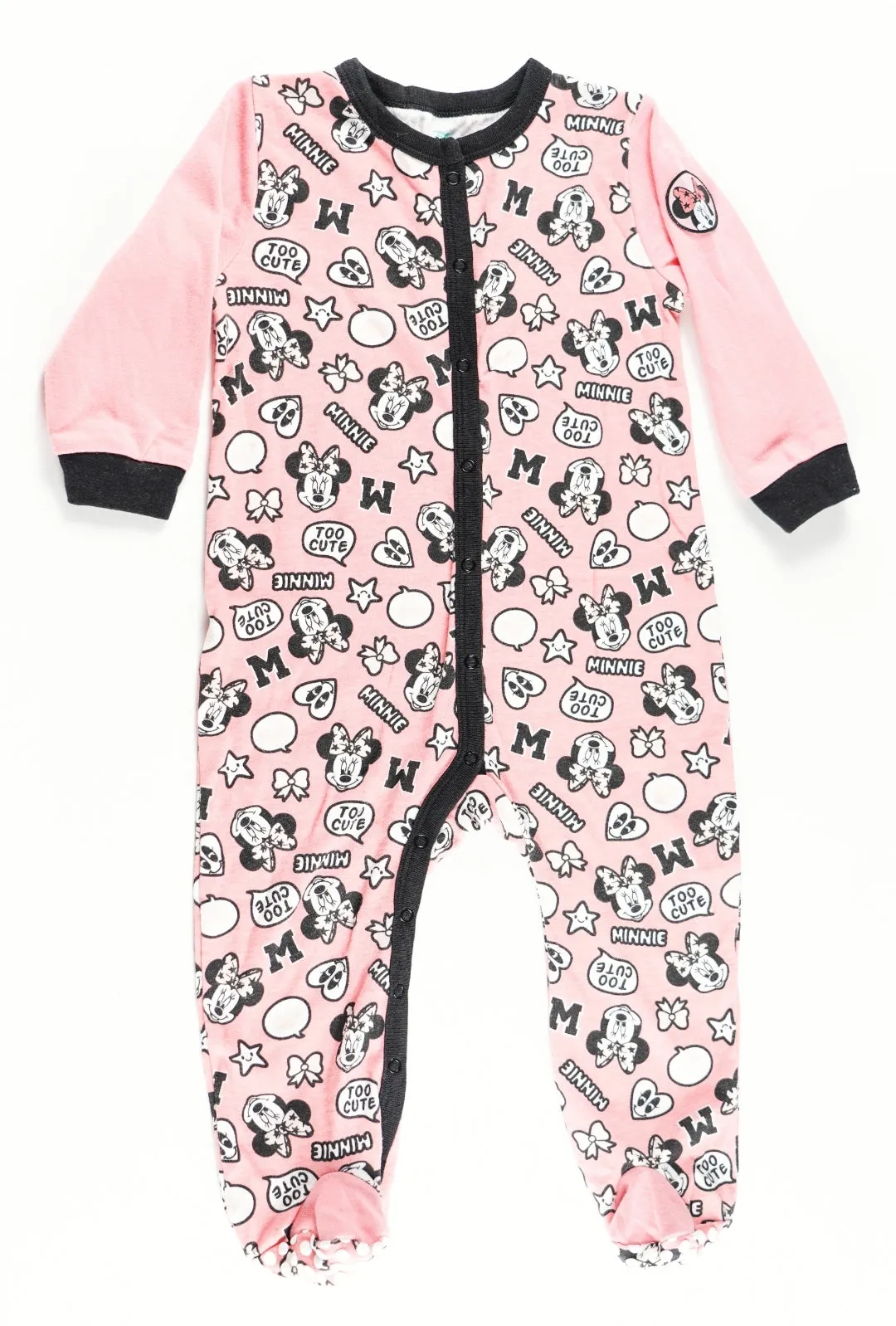 BABY GIRL SIZE 18/24 MONTHS - DISNEY Baby, Mini Mouse Graphic One-piece / Sleeper EUC B4