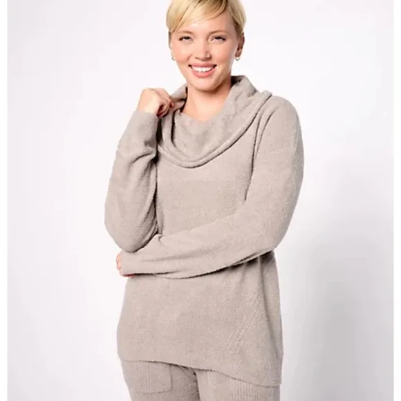 Barefoot Dreams‎ CozyChic Lite Cowlneck Pullover Size Large in Pewter