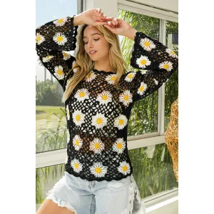BiBi Floral Crochet Net Lace Cover Up