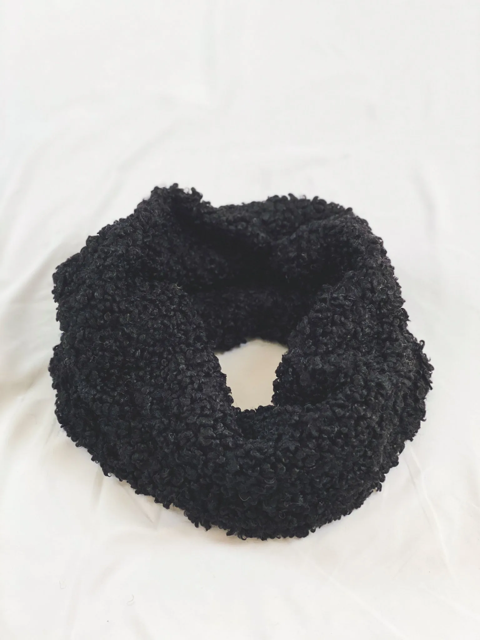 Black Teddy Fur Infinity Scarf
