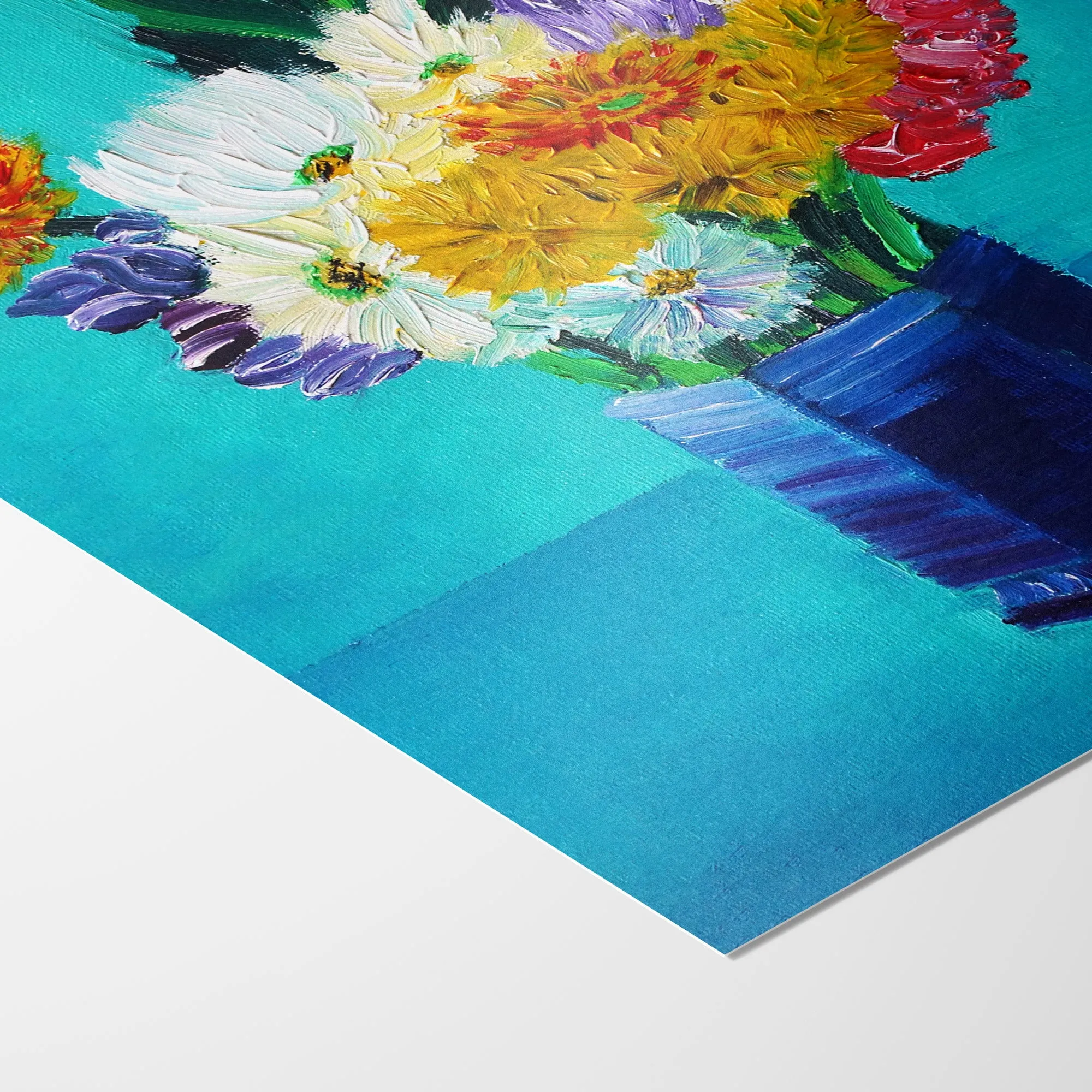 Bouquet of Flowers in a Blue Vase Print
