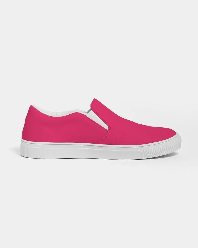 Bright Pink Slip-On Canvas Sneakers | Women's | Bright Pure Pink | C0M100Y50K0