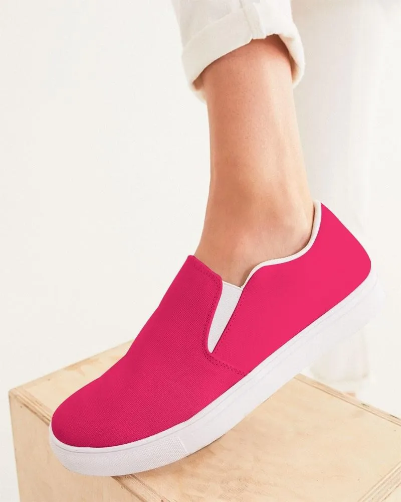 Bright Pink Slip-On Canvas Sneakers | Women's | Bright Pure Pink | C0M100Y50K0