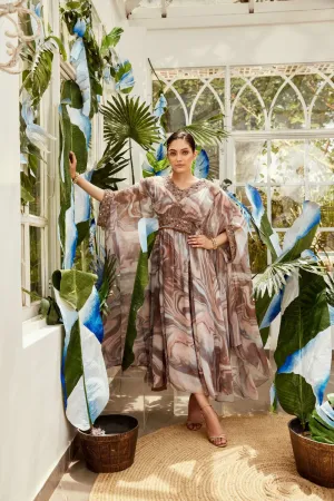 Brown Flared Kaftan