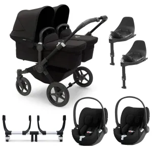 Bugaboo Donkey 5 Twin Complete Cloud T Travel System in Midnight Black