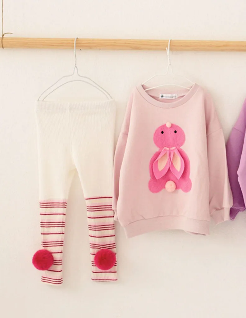 Bunny Pom Pom Jumper and Leggings Set Pink