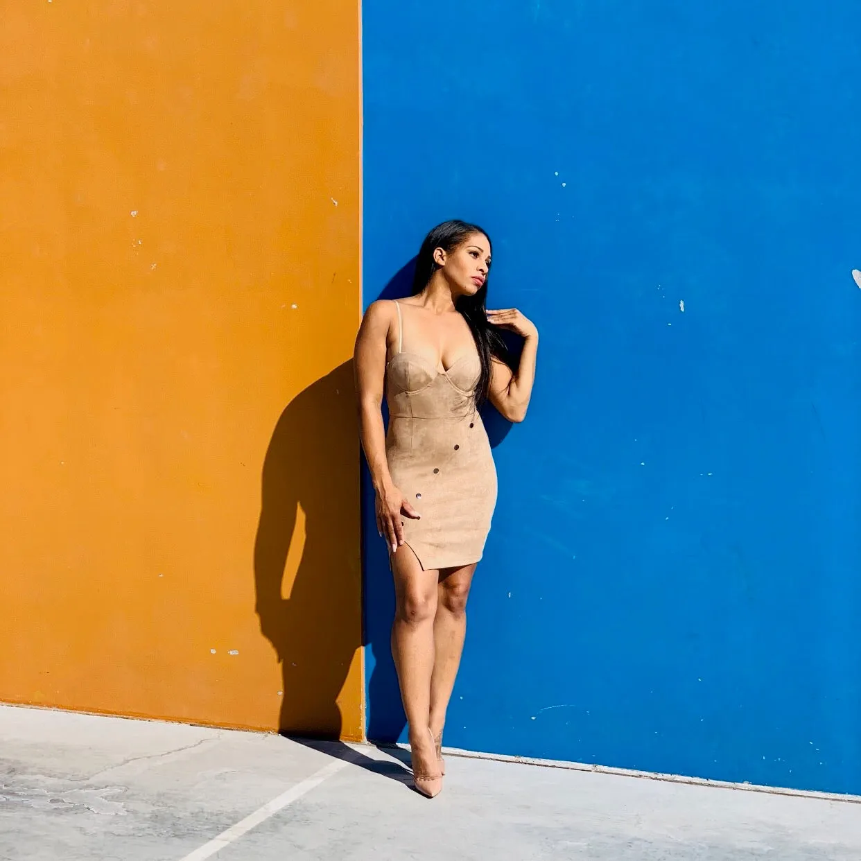 Button Up Faux Suede Dress