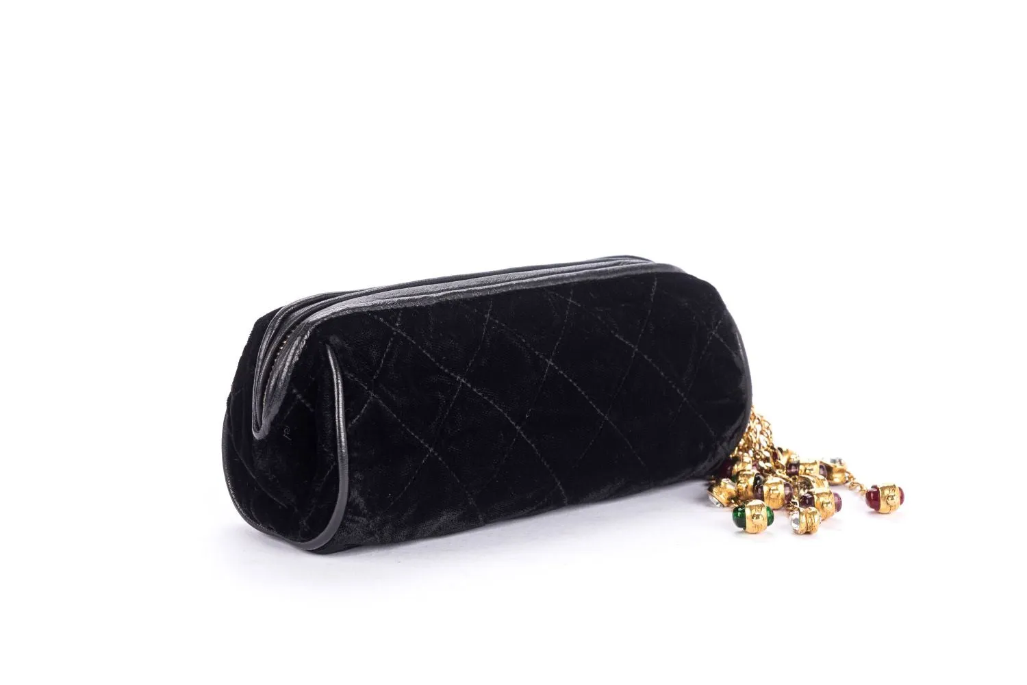 Chanel Vintage Black Suede Pouch with Card