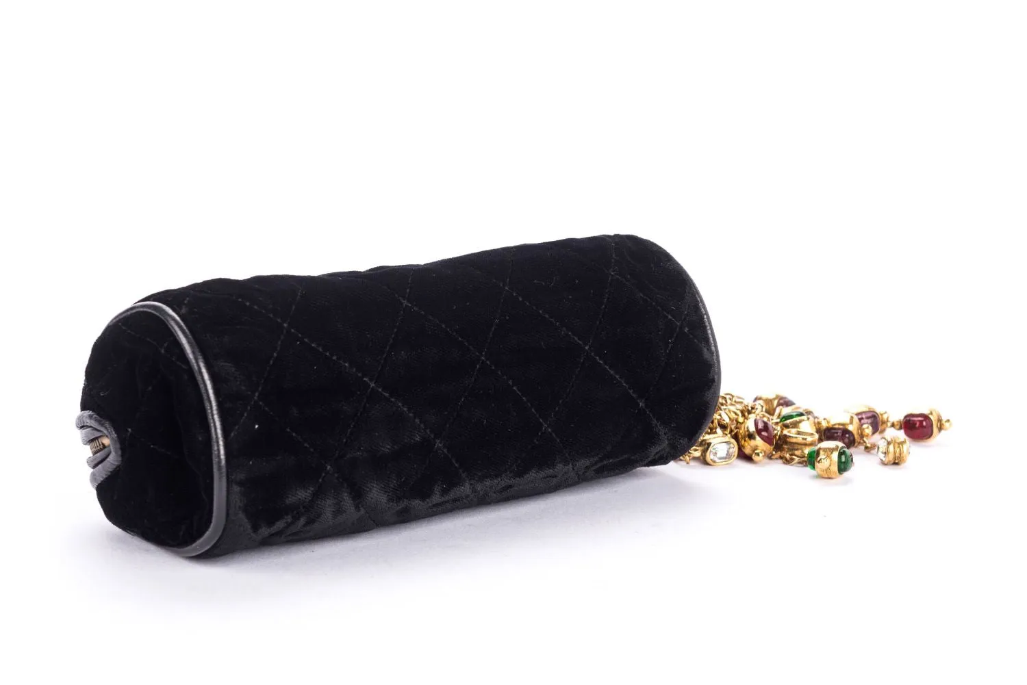 Chanel Vintage Black Suede Pouch with Card