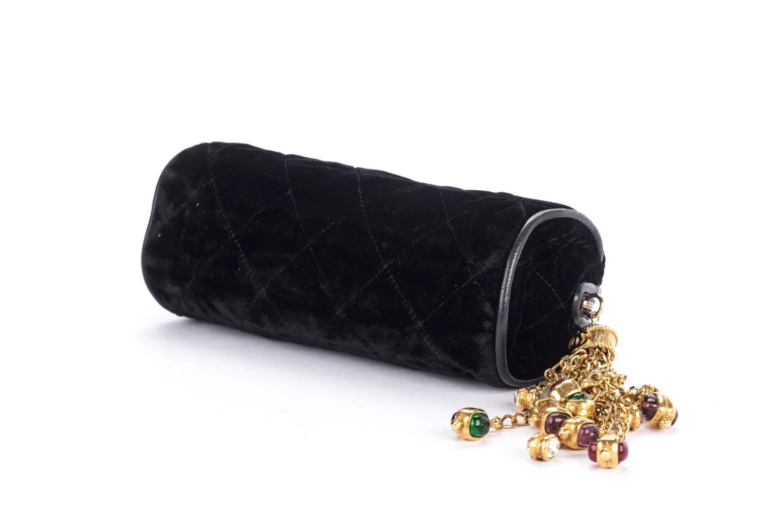Chanel Vintage Black Suede Pouch with Card