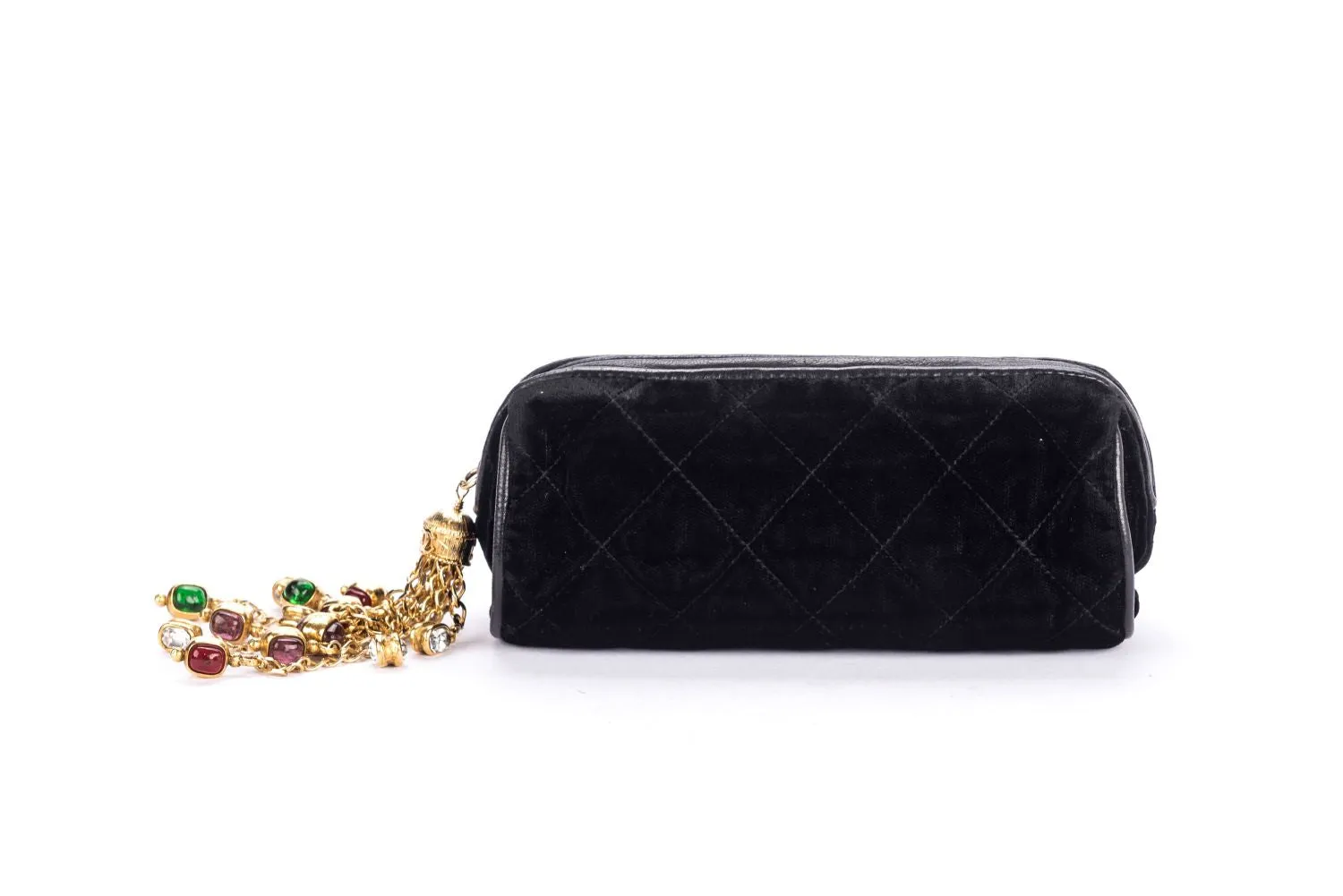 Chanel Vintage Black Suede Pouch with Card