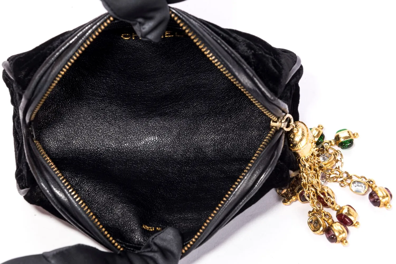 Chanel Vintage Black Suede Pouch with Card