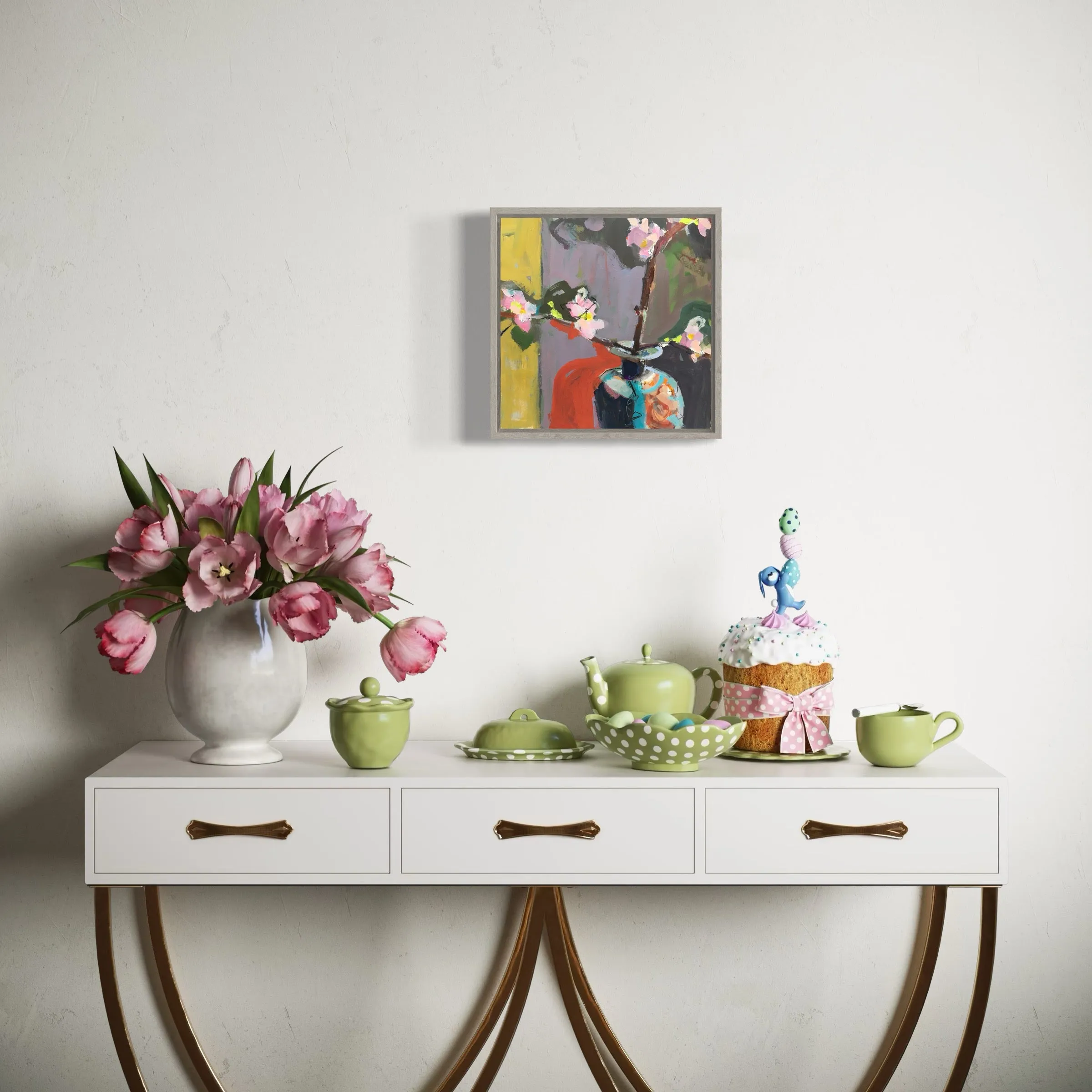 Cherry Blossom Blue Vase