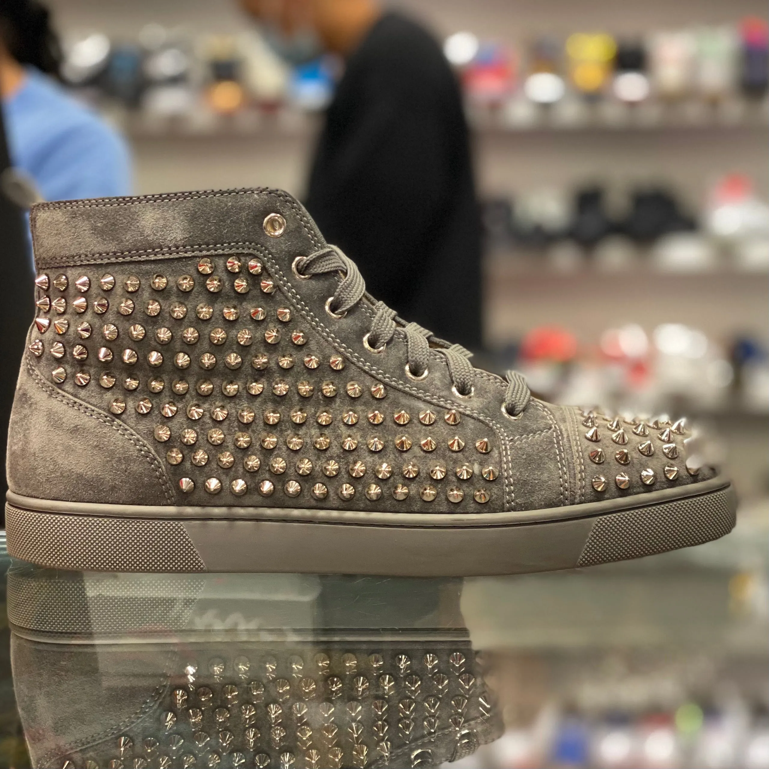 Christian Louboutin “Grey Suede Spike”