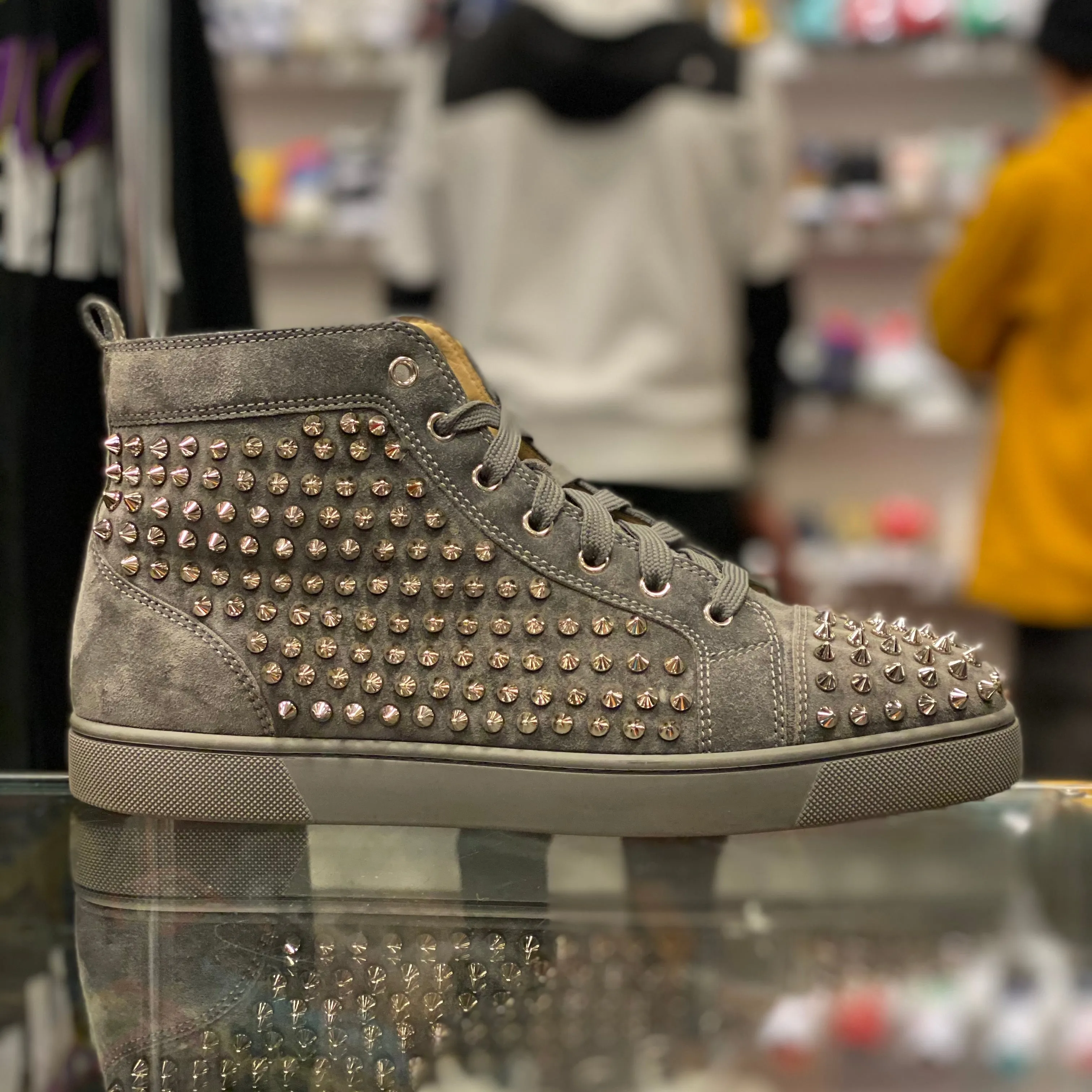 Christian Louboutin “Grey Suede Spike”