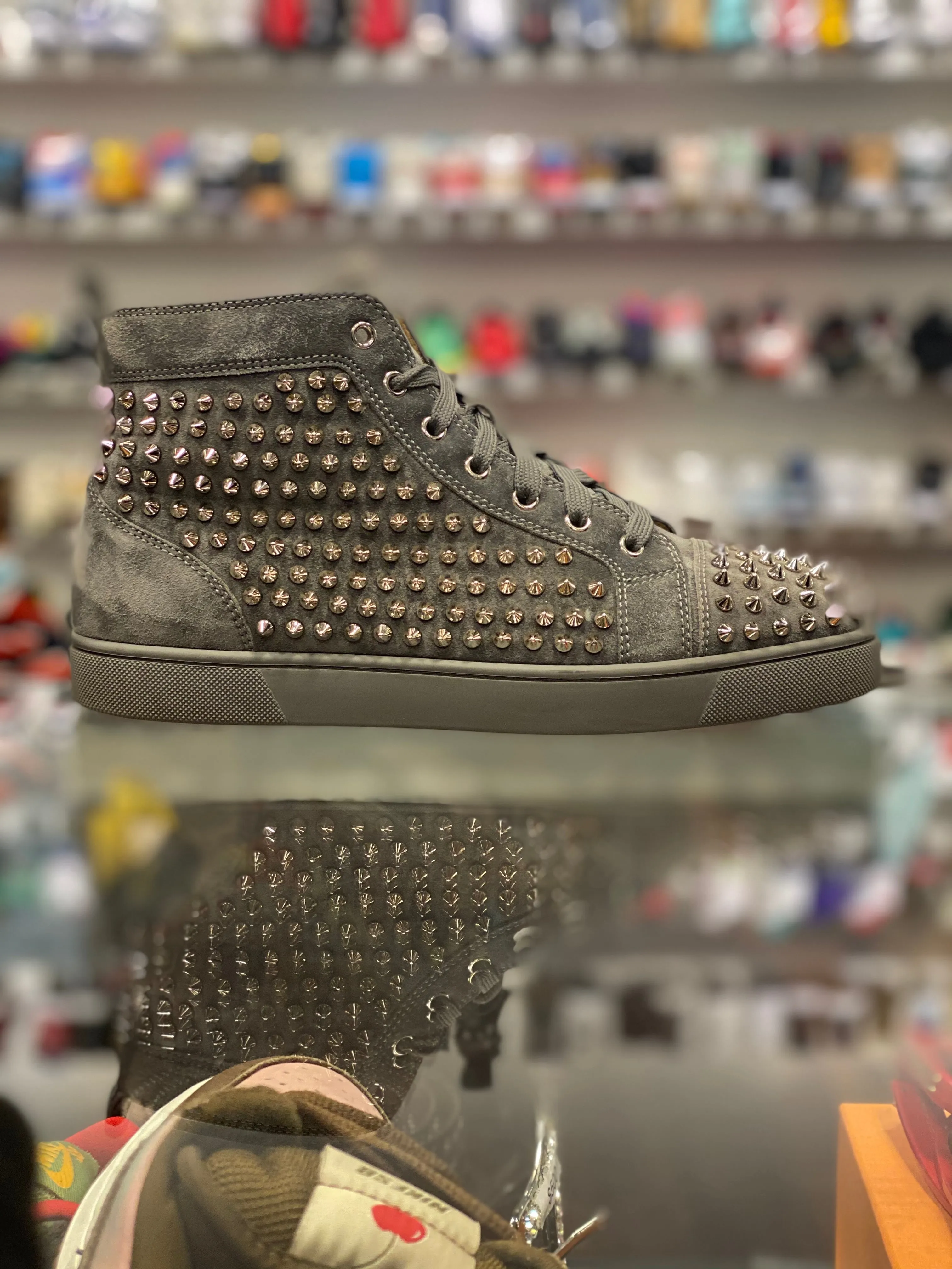 Christian Louboutin “Grey Suede Spike”