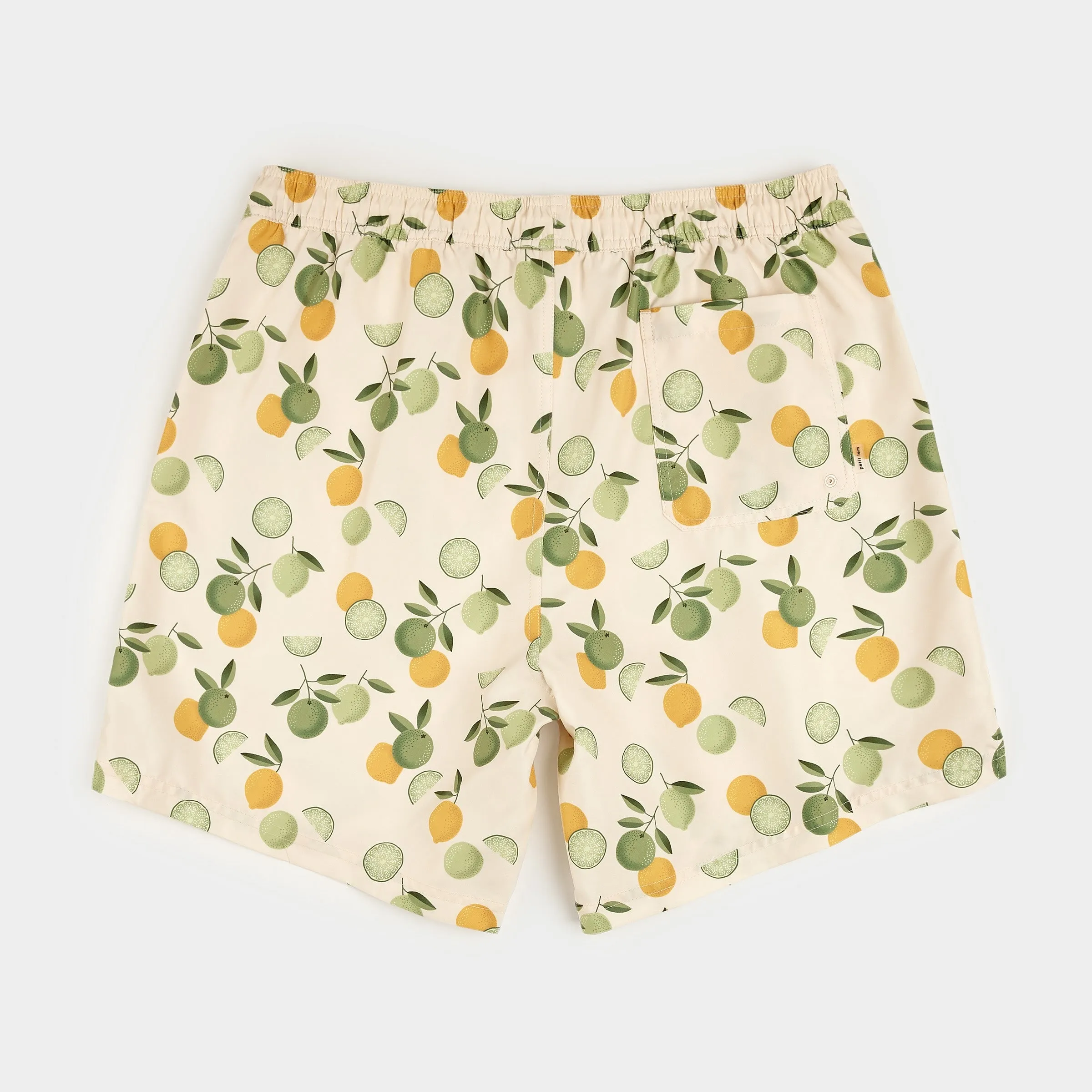 Citrus Print on Antique White Men's Swim Trunks