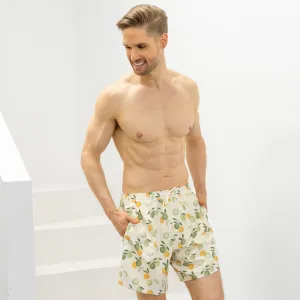 Citrus Print on Antique White Men's Swim Trunks