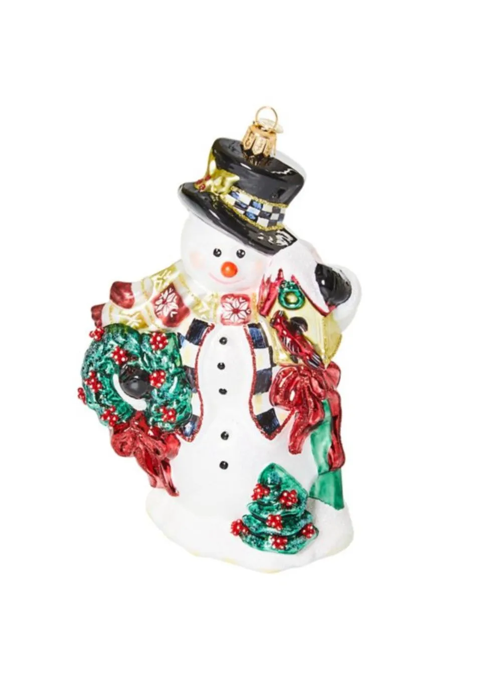Cozy Christmas Snowman Glass Ornament