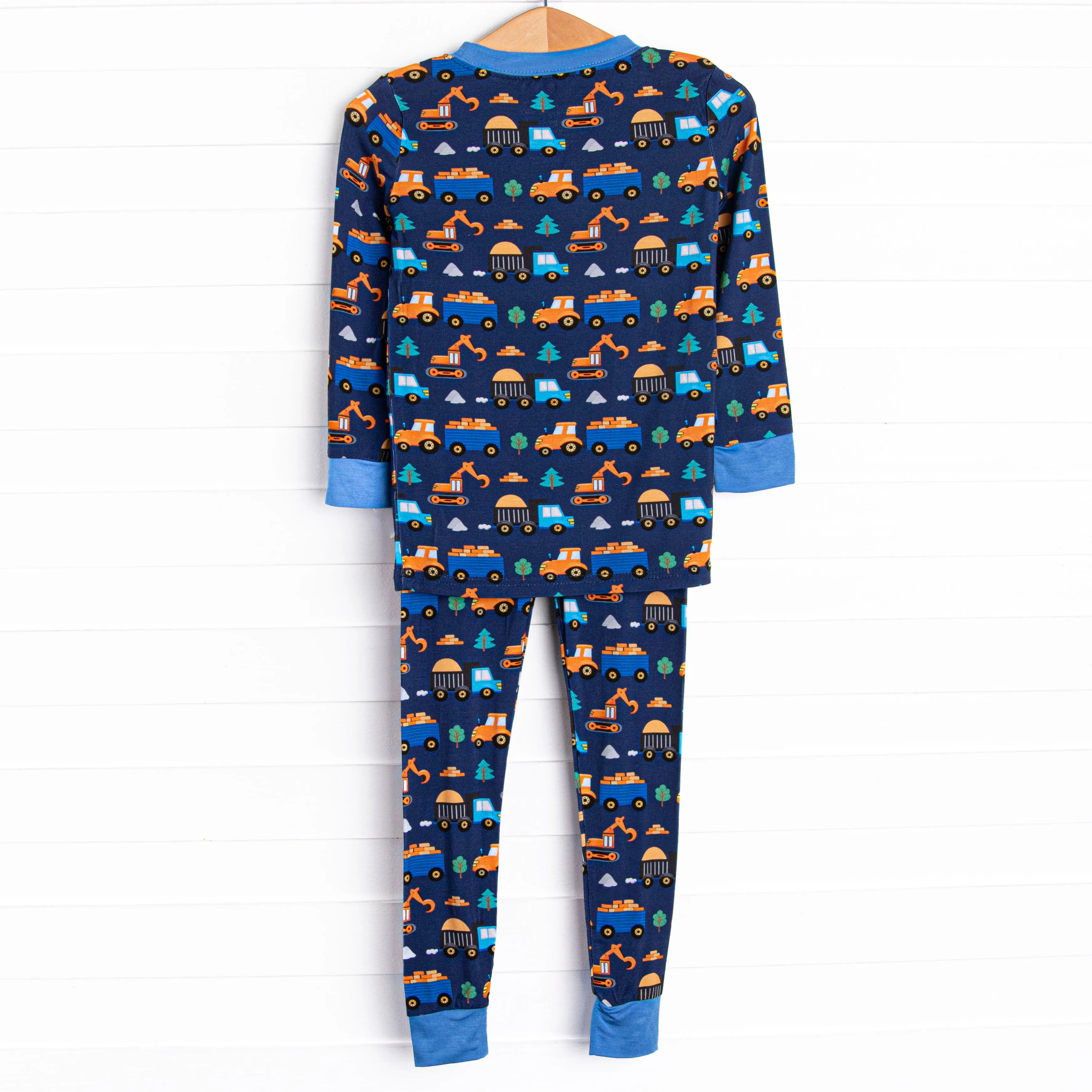 Cozy Construction Bamboo Pajama Set, Blue