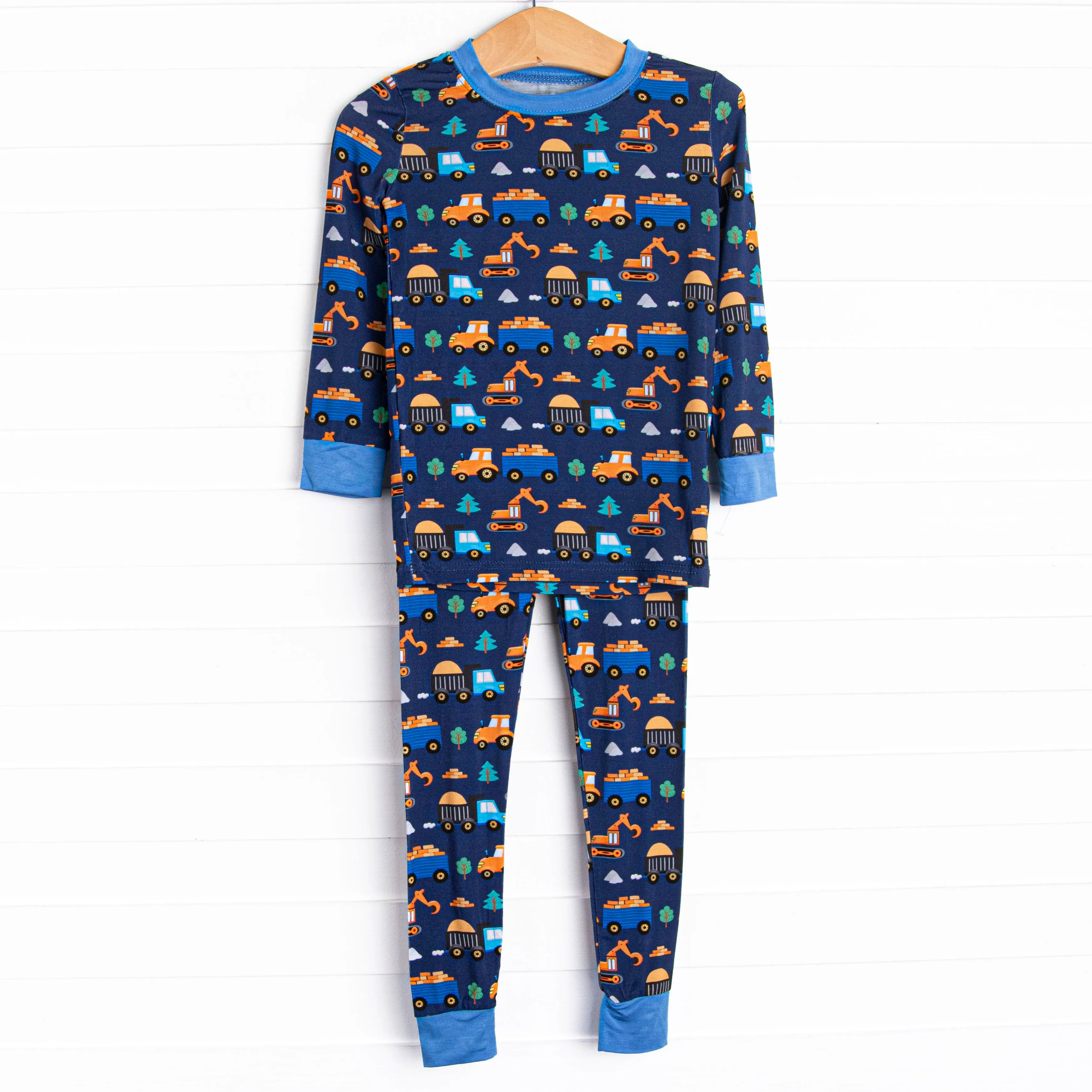 Cozy Construction Bamboo Pajama Set, Blue