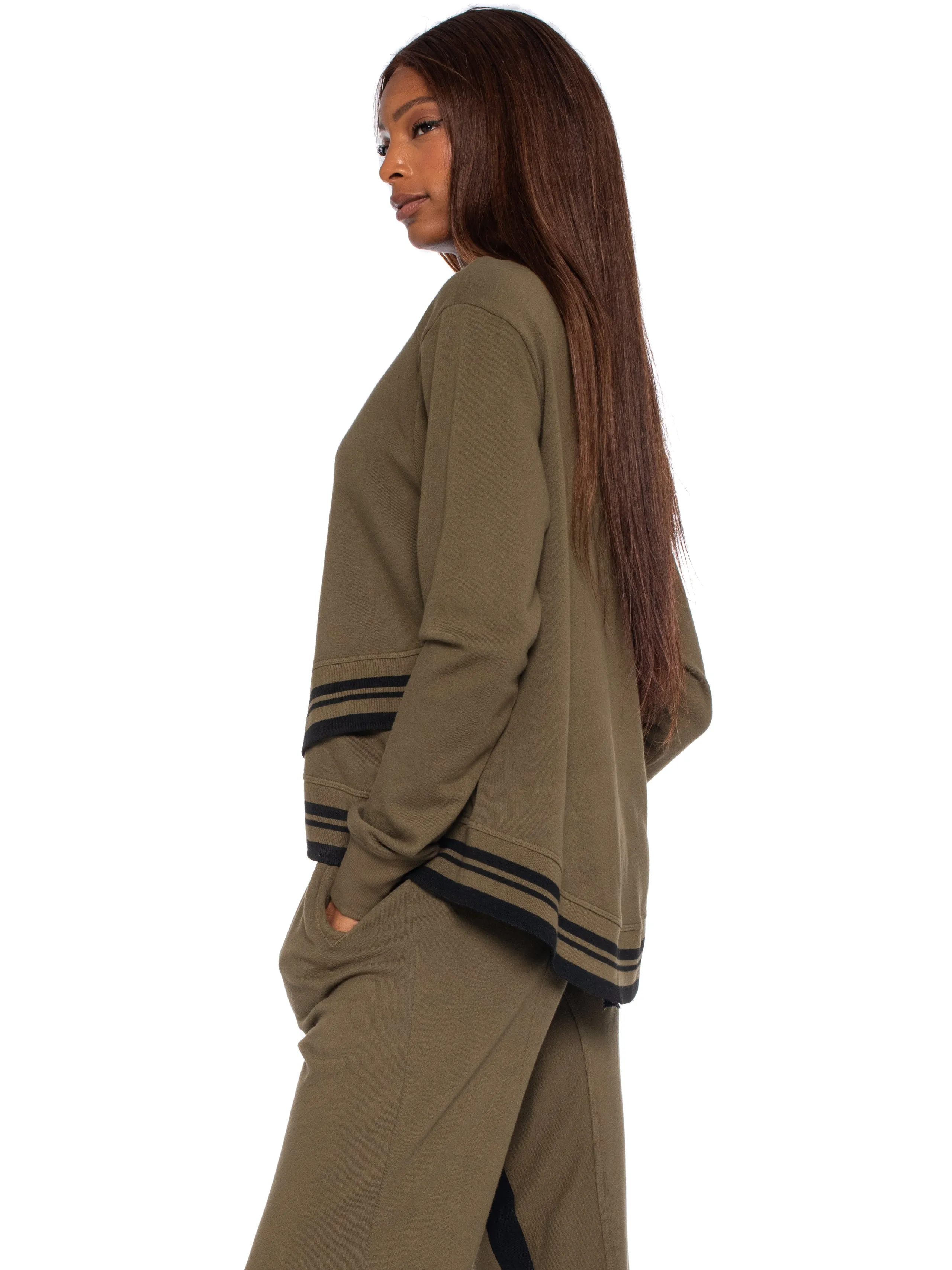 Crew Sweatshirt w/Stripe Trim