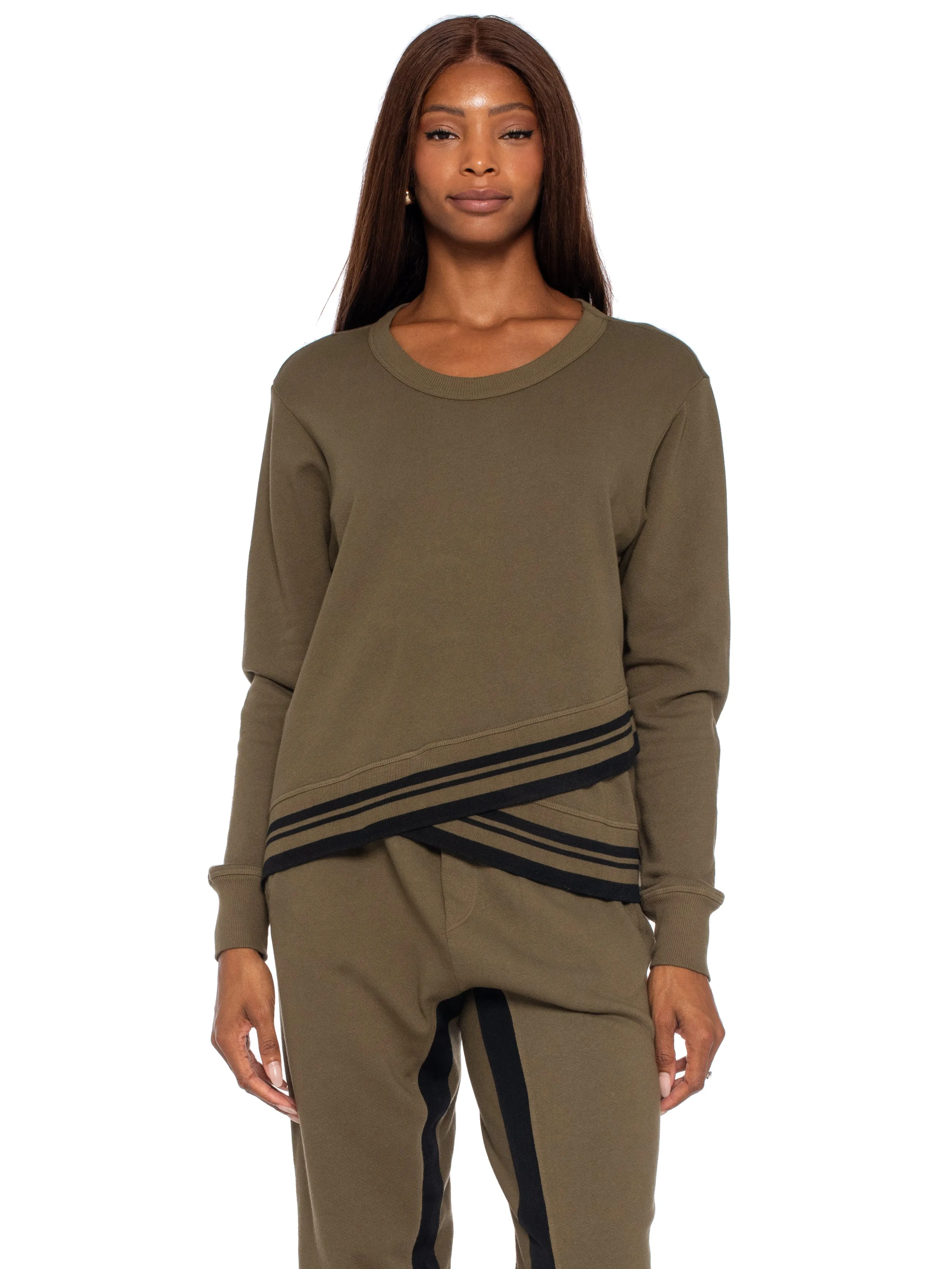 Crew Sweatshirt w/Stripe Trim