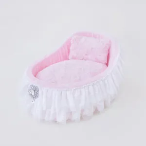 Crib Collection Dog Bed Baby Doll Pink, Sterling Grey, Vintage, and White