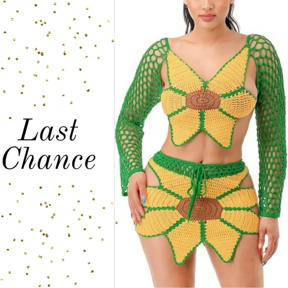 Crochet Skirt Set Sunflower