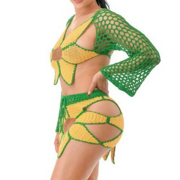 Crochet Skirt Set Sunflower