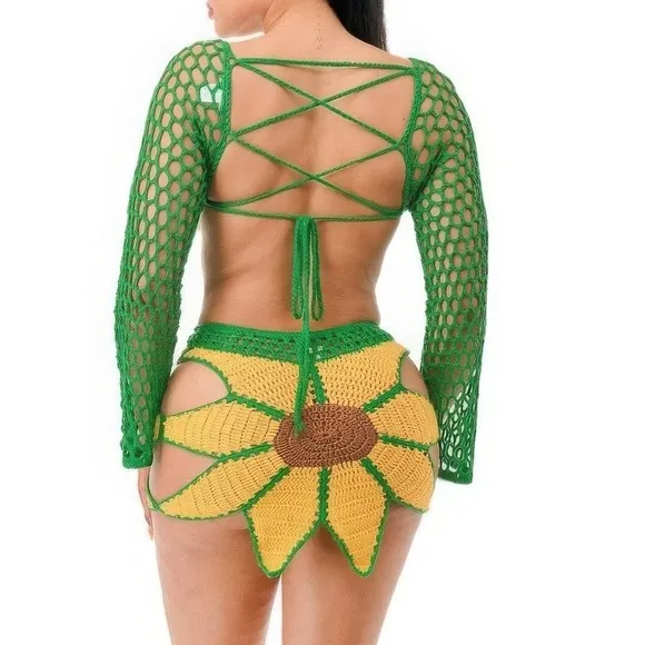 Crochet Skirt Set Sunflower